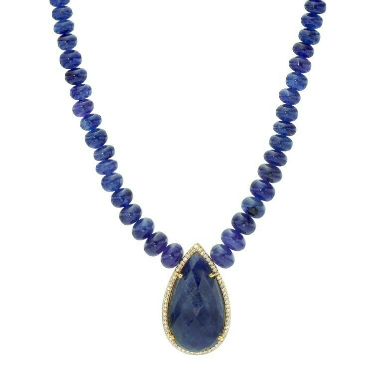 Sapphire Heart Halo Necklace