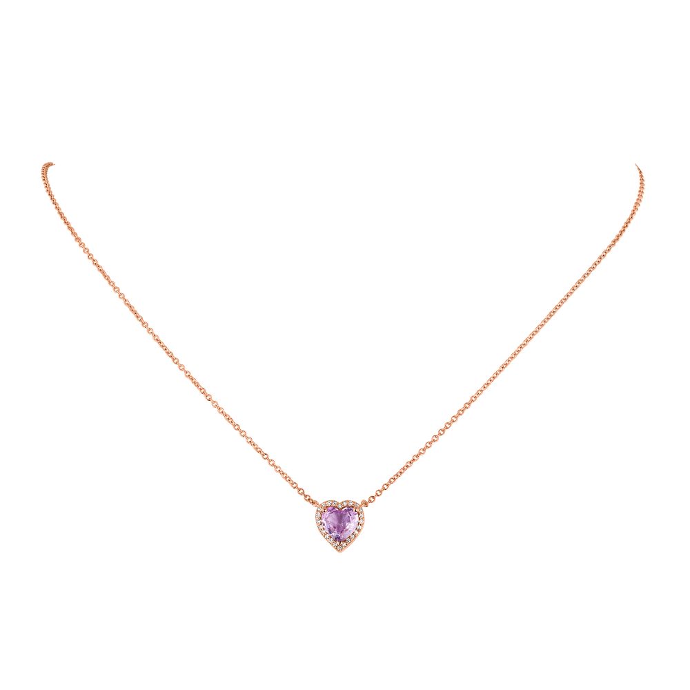 Heart-Shaped Sapphire Halo Necklace