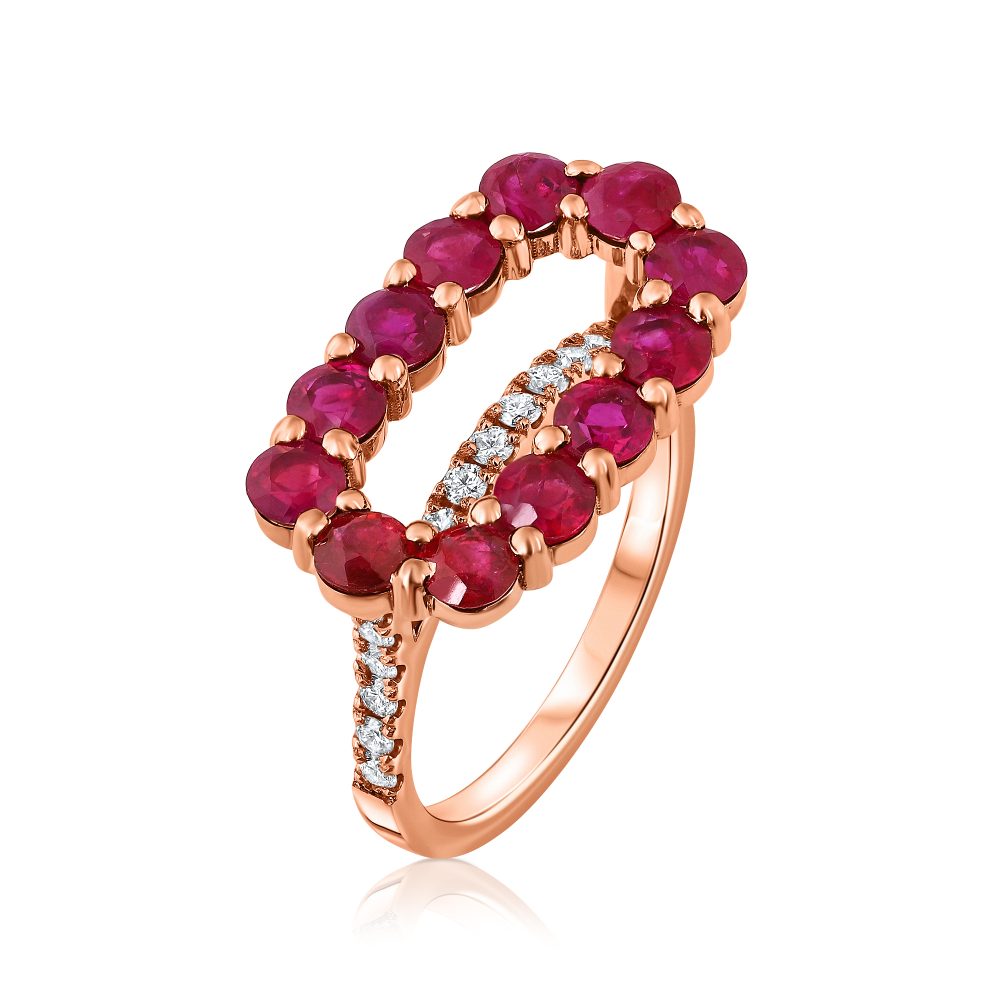 Ruby Halo and Diamond Band Ring