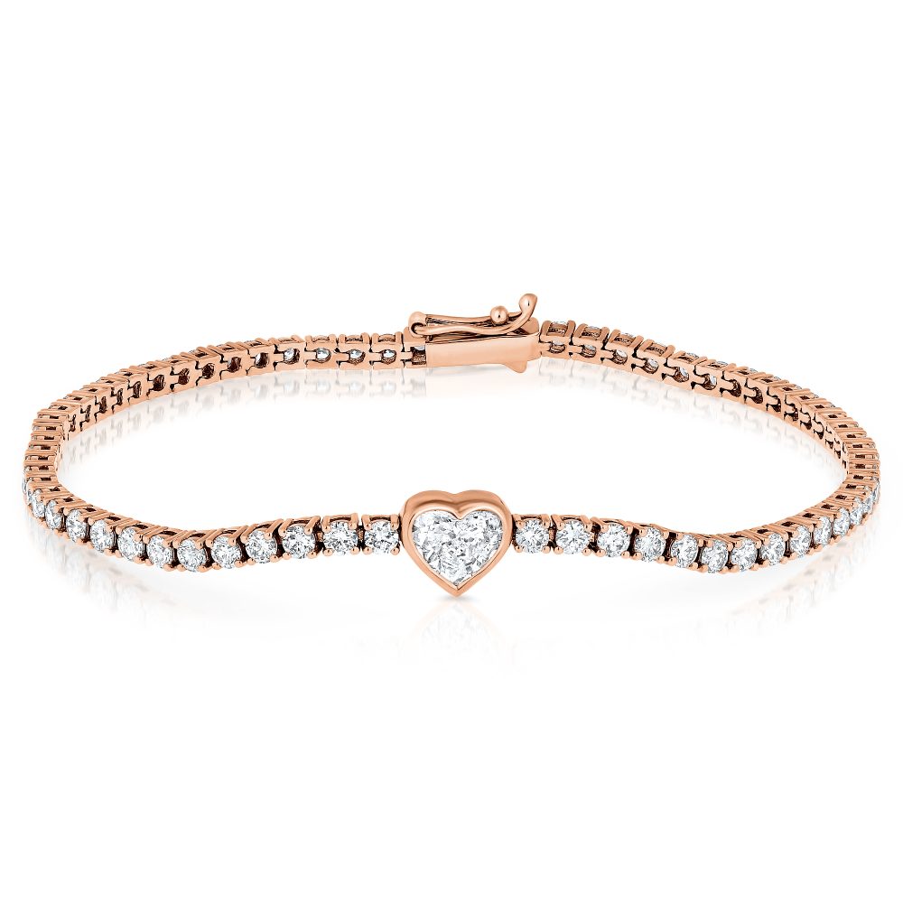 heart shape and diamonds tennis bracelet