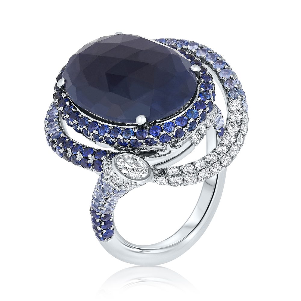 oval sapphire and diamonds ring