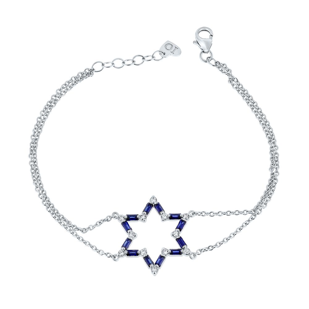 baguette sapphire 'star of david' necklace
